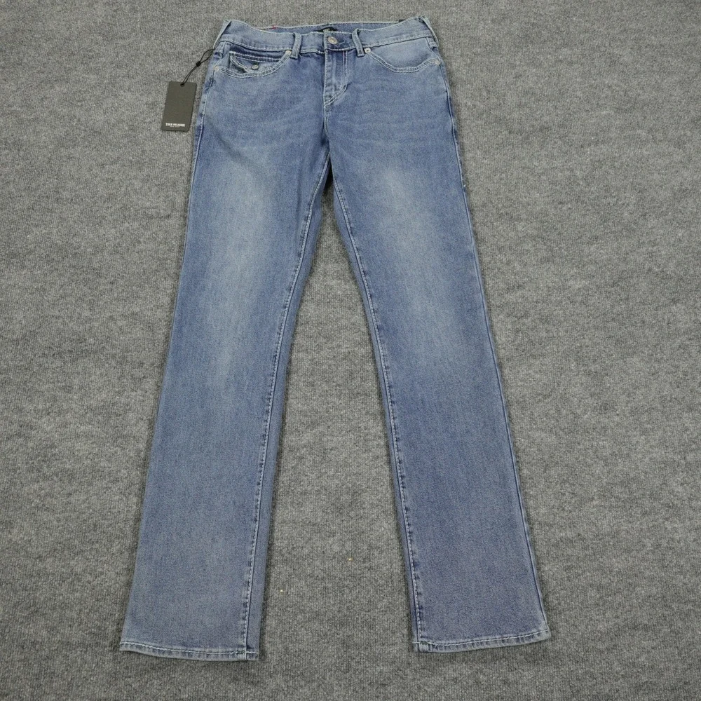 True Religion Jeans Men 30x34 Blue Ricky Relaxed Big T Flap Pocket Straight